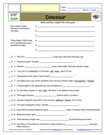 FREE Differentiated Worksheet for EYEWITNESS * - Dinosaur - Episode FREE Differentiated Worksheet / Video Guide