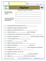 FREE Differentiated Worksheet for EYEWITNESS * - Elephant - Episode FREE Differentiated Worksheet / Video Guide