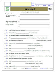 FREE Differentiated Worksheet for EYEWITNESS * - Mammal - Episode FREE Differentiated Worksheet / Video Guide