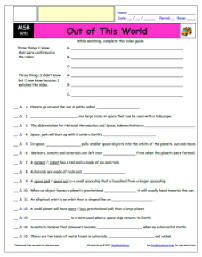 FREE Differentiated Worksheet for the Magic School Bus * - Out of This World - Episode FREE Differentiated Worksheet / Video Guide