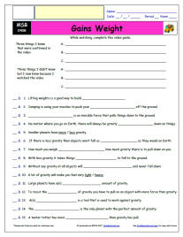 FREE Differentiated Worksheet for the Magic School Bus * - Gains Weight - Episode FREE Differentiated Worksheet / Video Guide