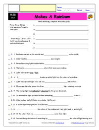 FREE Differentiated Worksheet for the Magic School Bus * - Makes a Rainbow - Episode FREE Differentiated Worksheet / Video Guide