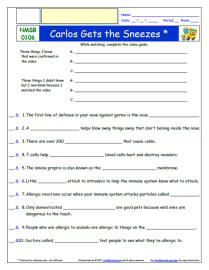FREE Differentiated Worksheet for The Magic School Bus - Rides Again * -  Carlos Gets the Sneezes - Episode FREE Differentiated Worksheet / Video Guide