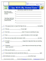 FREE Worksheet for the The Magic School Bus - Rides Again *- I Spy With My Animal Eyes   Episode FREE Differentiated Worksheet / Video Guide