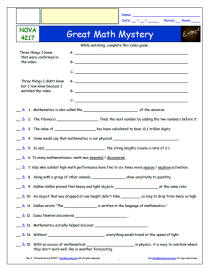 FREE Differentiated Worksheet for NOVA * - Great Math Mystery - Episode FREE Differentiated Worksheet / Video Guide