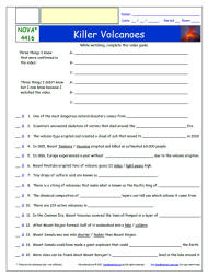 FREE worksheet for the NOVA * - Killer Volcanoes  Episode Free Worksheet / Video Guide