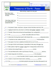 FREE Worksheet for the NOVA S45E06 *- Treasures of Earth - Power Episode FREE Differentiated Worksheet / Video Guide